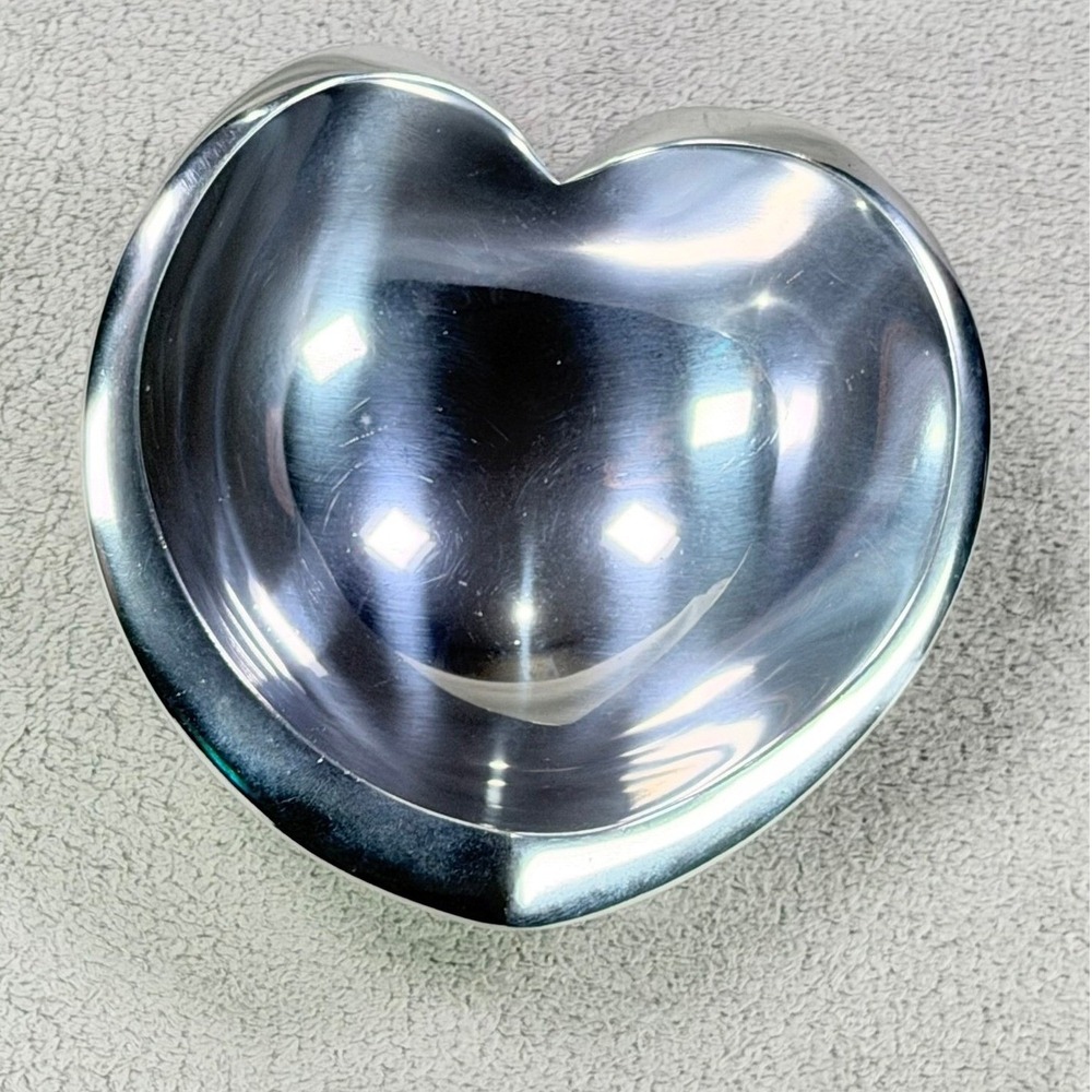 Nambe 542 Sean OHara Heart Bowl Silver Alloy Metal Polished Modern Serving Decor